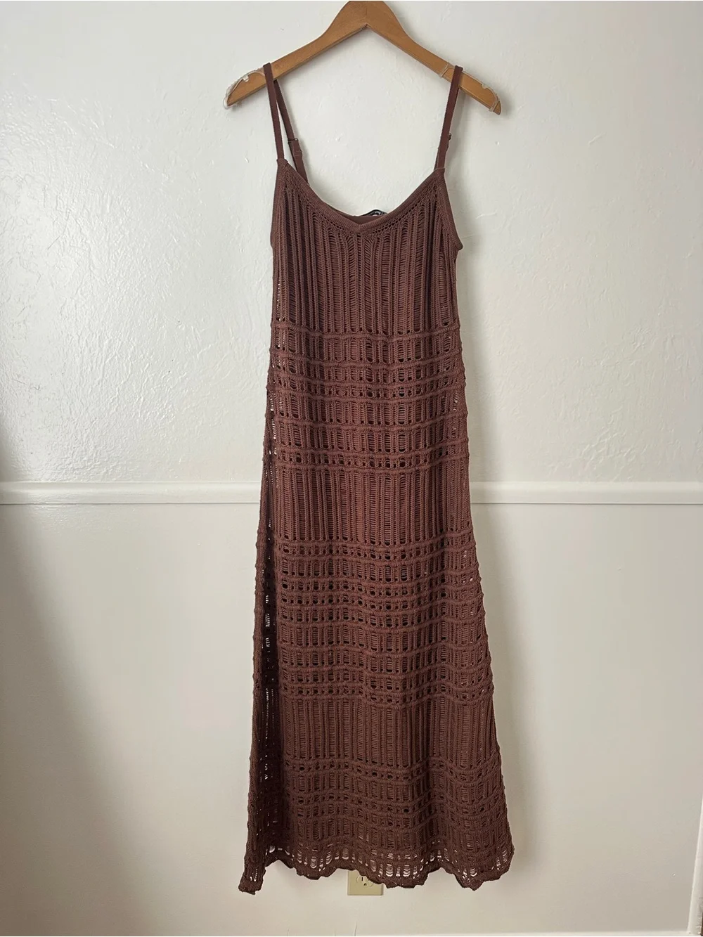Abercrombie & Fitch Crochet Brown Maxi Dress Medium Petite